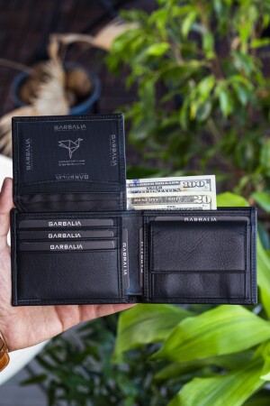 Jackson Geldbörse aus echtem Leder mit Rfid-Schutz, naturschwarz, mit Münzfach, JACKSONVINTAGE - 5