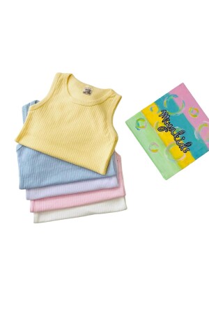 Jacquard Baby 5er-Pack Body mit Druckknöpfen, natürliches Ecru, Unterhemd-Set für Neugeborene, 4-Jahreszeiten-Baumwolle - 1