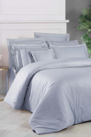 Jacquard Stripe Blue Double 260 Tc 100% Cotton Satin Duvet Cover Set SAREV. 3175508005 - 1