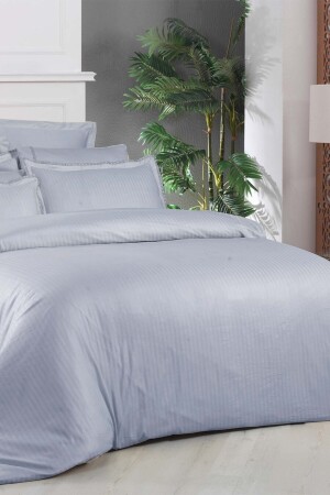 Jacquard Stripe Blue Double 260 Tc 100% Cotton Satin Duvet Cover Set SAREV. 3175508005 - 3