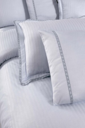 Jacquard Stripe Blue Double 260 Tc 100% Cotton Satin Duvet Cover Set SAREV. 3175508005 - 6