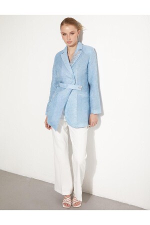 Jacquard-Zweireiherjacke Blau - 1