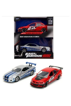 Jada 1/32 Fast and Furious 2er Set Nissan Skyline R34 – Mitsubishi Lancer Evo Spielzeugmodellauto - 1