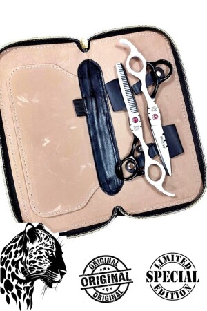 Jaguar White Series Haarschneidescheren-Set mit Ledertasche, professionelles Friseur-Friseur-Set, 6 Zoll, XLJ56 - 1