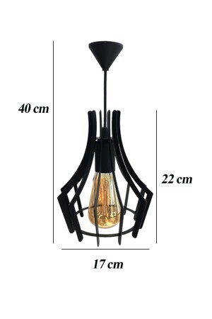 Jaula - Siyah Tekli Sarkıt Retro Modern Avize, Salon, Mutfak, Antre, Hol Avize, Ledli, Led - 7