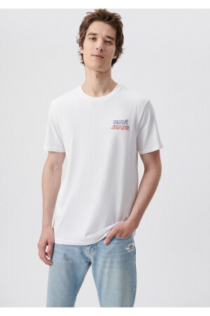 Jeans-bedrucktes weißes T-Shirt Slim Fit / Slim Fit 066841-620 - Mavi