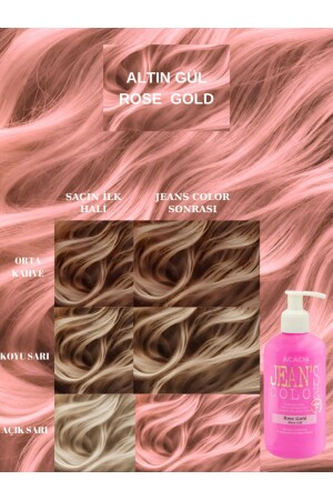 Jean's Color Altın Gül 250 Ml. Rose Gold Pastel Amonyaksız Balyaj Renkli Saç Boyası - 1