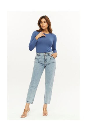 Jeans mit Abnähern am Bein – Blau - 1