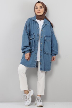 Jeansjacke mit elastischen Ärmeln Tsd0088 Hellblau - 1