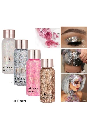 Jel Formlu Parlak Glitter Face Makeup & Body & Hair 4 Lü Set EB4Lİ - 2