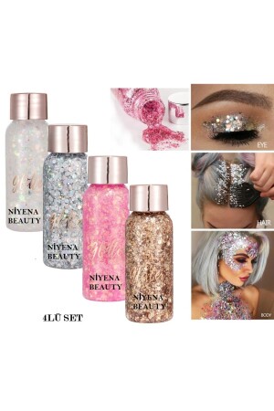 Jel Formlu Parlak Glitter Face Makeup & Body & Hair 4 Lü Set EB4Lİ - 1