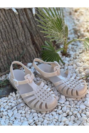 Jelly Beige Damensandalen mit Schnallendetail - 2