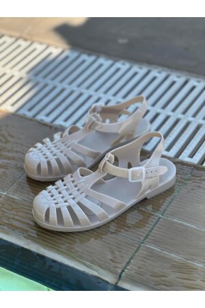 Jelly Beige Damensandalen mit Schnallendetail - 3