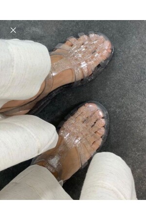 Jelly Gümüş Simli Sandalet - 1