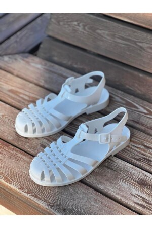 Jelly White Damen-Sandalen mit Schnalle und Detail - 2