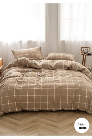 Jersey Golden Square Line Doppelbett-Bettbezug-Set Beige0210639 0214445111888948528 - 3