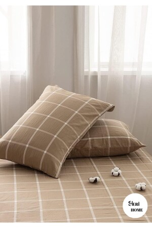 Jersey Golden Square Line Doppelbett-Bettbezug-Set Beige0210639 0214445111888948528 - 5