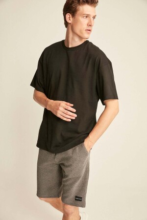 Jett Herren-T-Shirt in Oversize-Passform aus 100 % Baumwolle mit dicker Struktur in Schwarz - 1