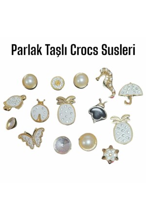 Jibbitz Parlak Taşlı Crcos Terlik Süsü-Crocs Terli Takıları- 2 adet- Kelebek Model - 3