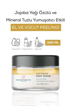 Jojoba Yağı Özütü Ve Mineral Tuzlu Yumuşatıcı Etkili El Ayak Vücut Peelingi 300ml - 2