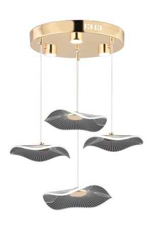 Jolie 4'lü Yuvarlak 3 Renkli 39 Watt Gold Kristal Ledli Modern Oturma Odası Salon Sarkıt Avize - 4