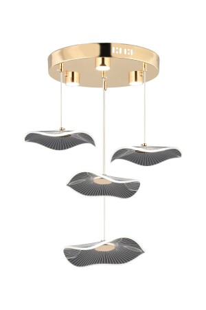 Jolie 4'lü Yuvarlak 3 Renkli 39 Watt Gold Kristal Ledli Modern Oturma Odası Salon Sarkıt Avize - 5