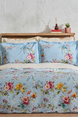 Jolie Doppelbett-Bettbezug-Set aus 100 % Baumwolle, Blau - 2