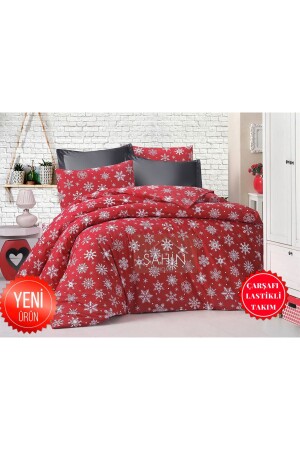 Jugendzimmer und Kinderzimmer Schneeflocke Einzel-Silvester-Bettbezug-Set mit elastischen Laken Geyikyılbalıı - Şahinhome