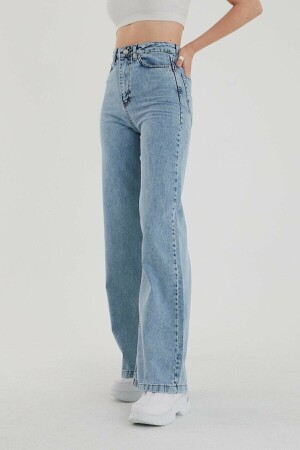 Julia 90er Jahre Snow Wash Blue Lycra Super High Waist Loose Jeans Palazzo Hose - 1