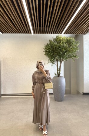 July Kemerli Elbise - Vizon - Duendeca