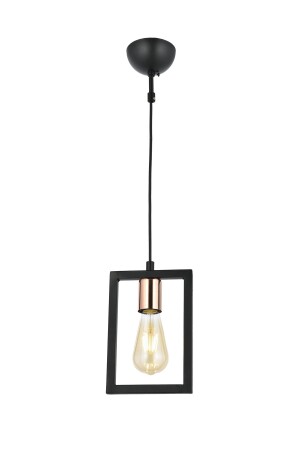 Julyan rechteckiger einzelner schwarzer Kupfer-Hängelampen-Kronleuchter JULYAN01-0111-S - Taşcan Aydınlatma