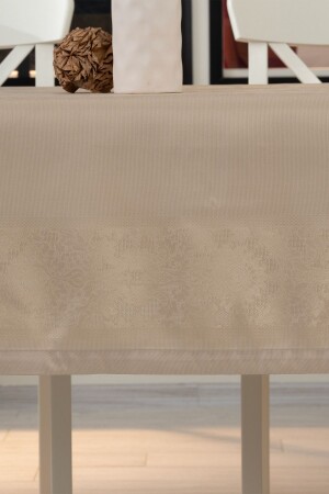 Jumbo-Jacquard-Brettmuster, schmutzabweisender Jacquard, 150 x 220 cm, luxuriöse Tischdecke für 8 Personen, Beige - 5