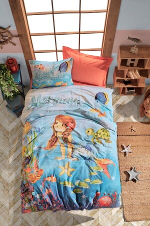 Junior Tek Kişilik Nevresim Takımı Mermaid Mercan 8680108051382 - Cotton Box