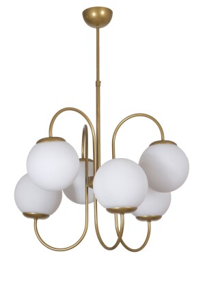 Jupiter Modernes Luxus-Design, antikes Farbgehäuse, weißes Glas-Pendelleuchte, Wohnzimmer, Küche, Schlafzimmer, 6-teiliger Kronleuchter JPTR88 - Fer Avize