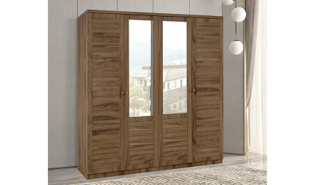 Justo Ceviz Gardrop - 4 Kapılı - Cadde Yıldız