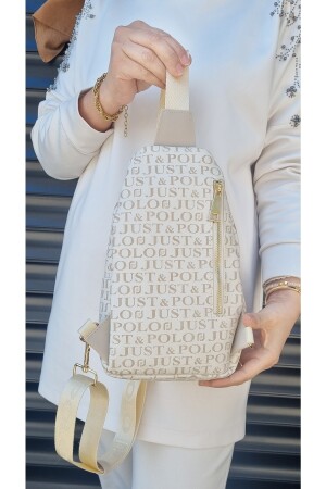 Justpolo Damen-Körpertasche mit Monogramm-Aufdruck, cremefarben, Umhängetasche, Umhängetasche, Hüfttasche, TYC00805022965 - 3
