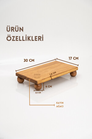 Justwood 2 Li Risus Top Ayaklı 29 Cm Ve 17x30 Cm Ahşap Dikdörtgen Pasta Sunum Servis Tabağı Seti GW007 - 7