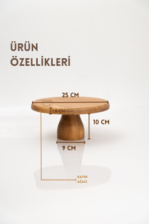 Justwood 2 Li Risus&lucca Servierteller-Set mit 25 cm und 25 runden Kuchenpräsentations-Serviertellern aus Holz GW007 - 7