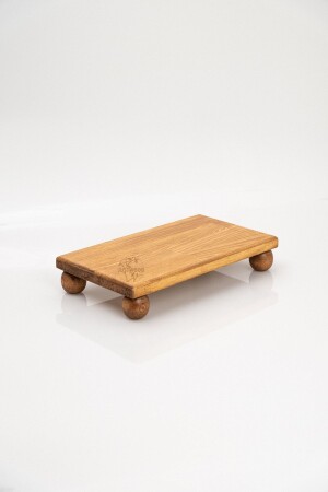 Justwood Risus Top Footed 17 x 30 cm rechteckiger Servierteller aus Holz für Kuchenpräsentationen - 4