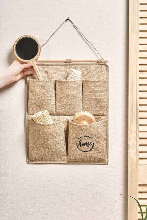 Jüt 2 Katlı Çok Amaçlı Askılı Duvar Tipi Dolap Içi Banyo Mutfak Düzenleyici Organizer 35x45 - Ocean Home Textile