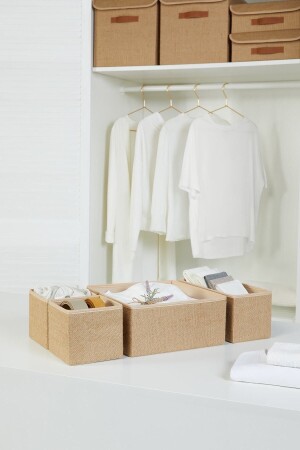 Jüt Çekmece Içi Dolap Çamaşır Düzenleyici Çocuk Odası Katlanır Saklama Kutusu Organizer Set - Ocean Home Textile