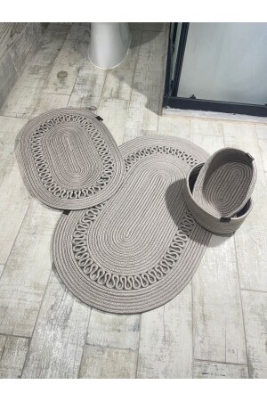 Jüt - Hasır -banyo Paspas Takımı- Banyo Sepet Takımı -paspas Takımı - Ersu Ahat Home Design