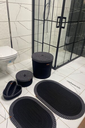Jüt Hasır Banyo Seti -çamaşır Sepeti 40 X 45 -banyo Paspası-makyaj Sepeti-kirli Sepeti- Banyo-dekor - 2