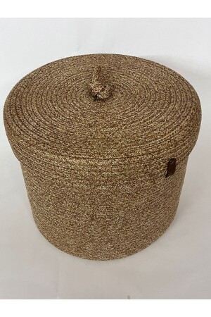 سلة MNZ مع غطاء جوتي - منسوجة يدويًا - سلة متعددة الأغراض - منظمة حمام ومطبخ - Fabricart Hali