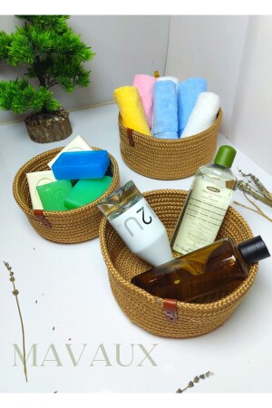 مجموعة من سلة المزق من طراز MNZ-Jute Wicker Set ، المنسوجة باليد ، السلة متعددة الأغراض ، منظمة الحمام والمطبخ spt03 - MaVaux