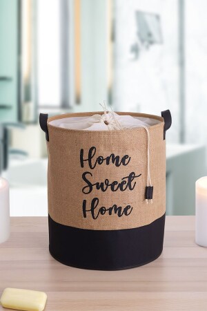 Jüt Kumaş Su Geçirmez Tabanlı Home Sweet Home Baskılı Çok Amaçlı-dekoratif-oyuncak Sepet - 1