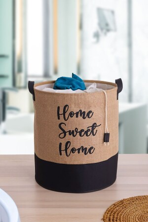 Jüt Kumaş Su Geçirmez Tabanlı Home Sweet Home Baskılı Çok Amaçlı-dekoratif-oyuncak Sepet - 2