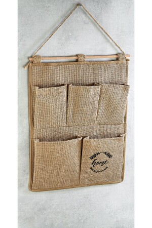 Jute-Mehrzweckschrank mit 5 Fächern zum Aufhängen an der Wand, Schrank, Badezimmer, Küche, Organizer, 35 x 45 cm - 4