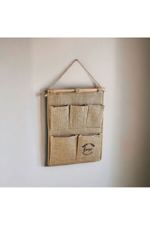 Jute-Mehrzweckschrank mit 5 Fächern zum Aufhängen an der Wand, Schrank, Badezimmer, Küche, Organizer, 35 x 45 cm - 5