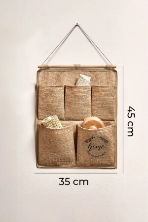 Jute-Mehrzweckschrank mit 5 Fächern zum Aufhängen an der Wand, Schrank, Badezimmer, Küche, Organizer, 35 x 45 cm - 7